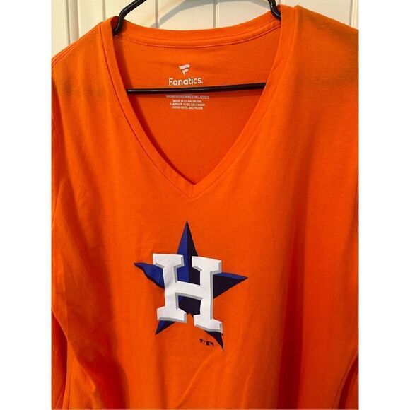 NWT Fanatics MLB Houston Astros Baseball Long Sleeve V-Neck Top Size Large - Picture 4 of 8